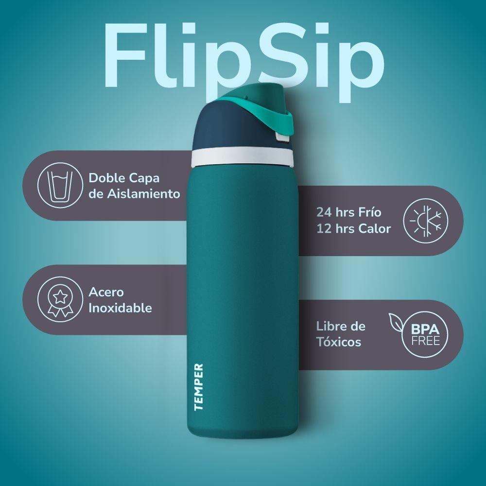 Termo Botella Termica Agua Acero Inoxidable Temper FlipSip 1 Litro Azul-2