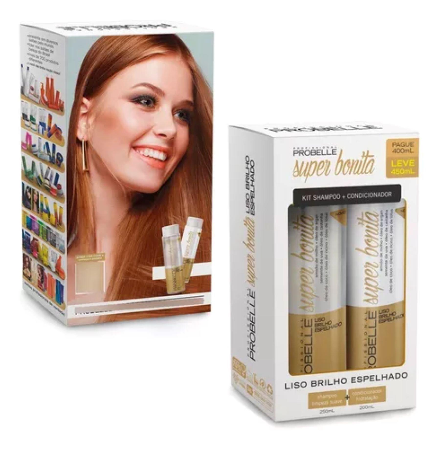 KIT SHAMPOO Y ACONDICIONADOR 500ML LISO BRILLO ESPEJADO PROBELLE-2