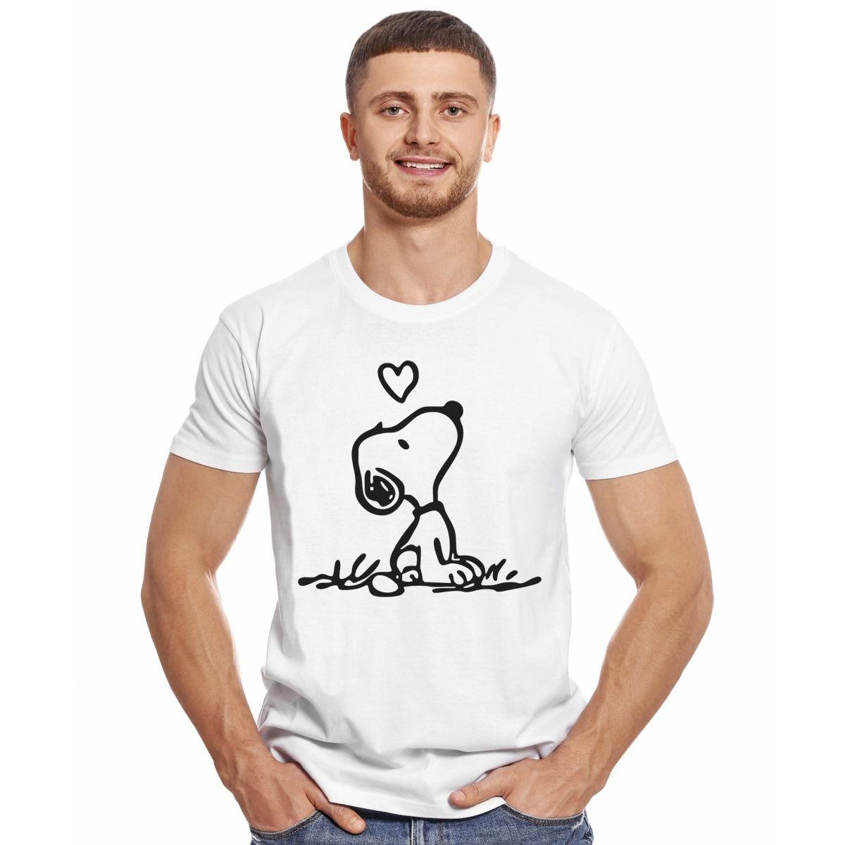 SNOOPY CON CORAZON STENCIL POLERA MANGA CORTA HOMBRE-2