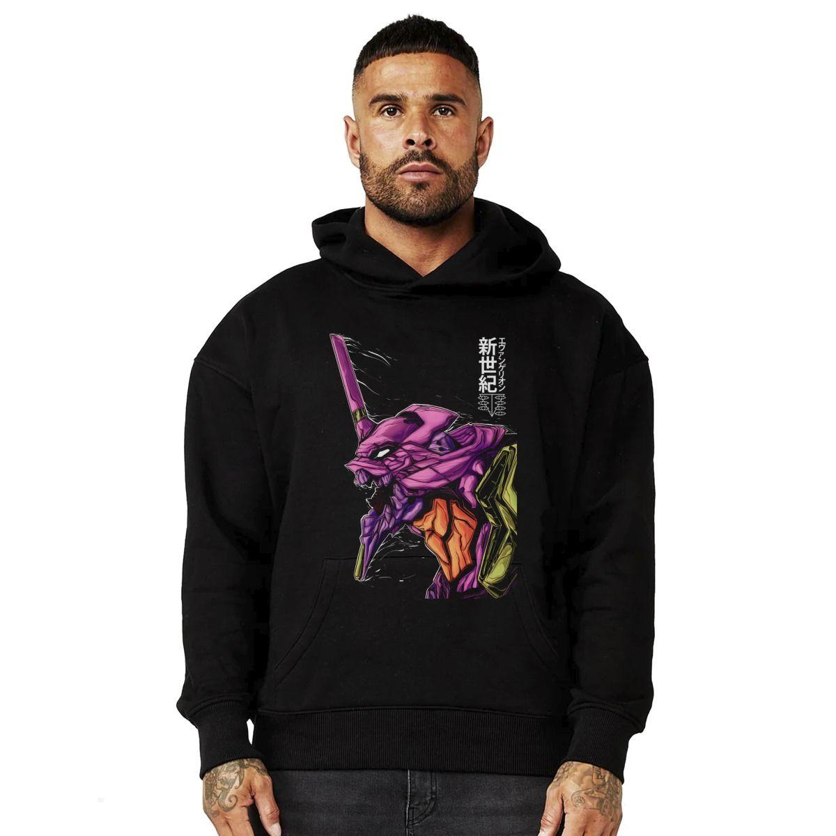 EVANGELION EVA 01 COLORES LETRAS JAPONESAS POLERON CANGURO-0