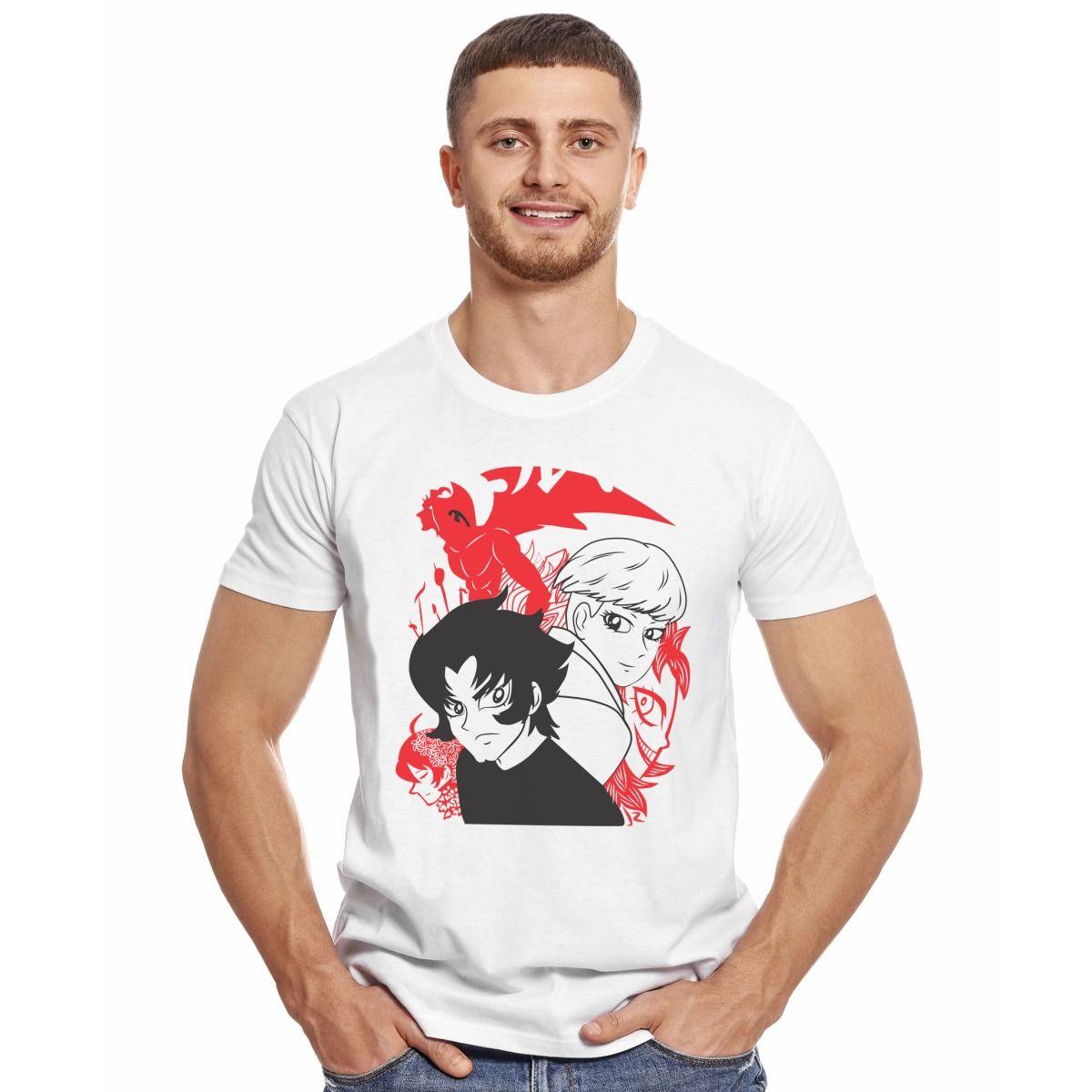 DEVILMAN CRYBABY CARAS PERFIL POLERA MANGA CORTA HOMBRE-2
