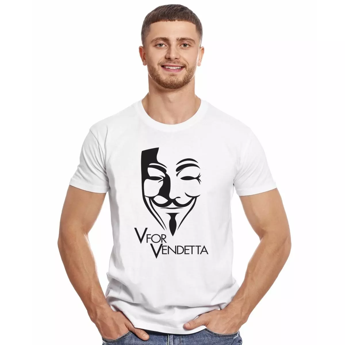 V FOR VENDETTA STENCIL POLERA MANGA CORTA HOMBRE-2