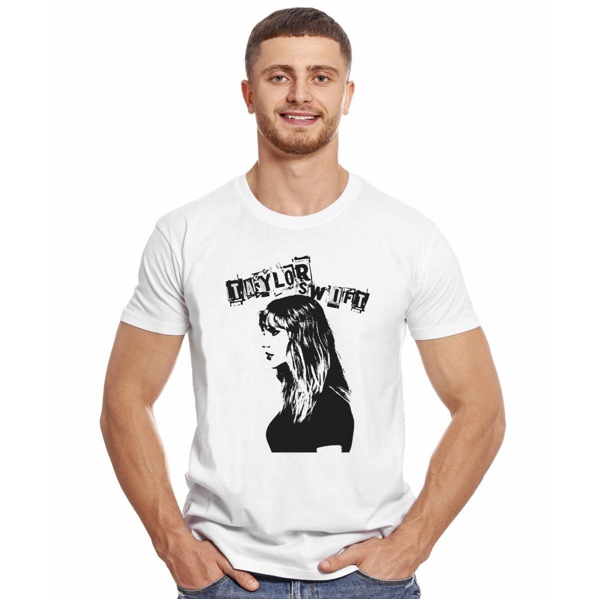 TAYLOR SWIFT PERFIL STENCIL POLERA MANGA CORTA HOMBRE-2