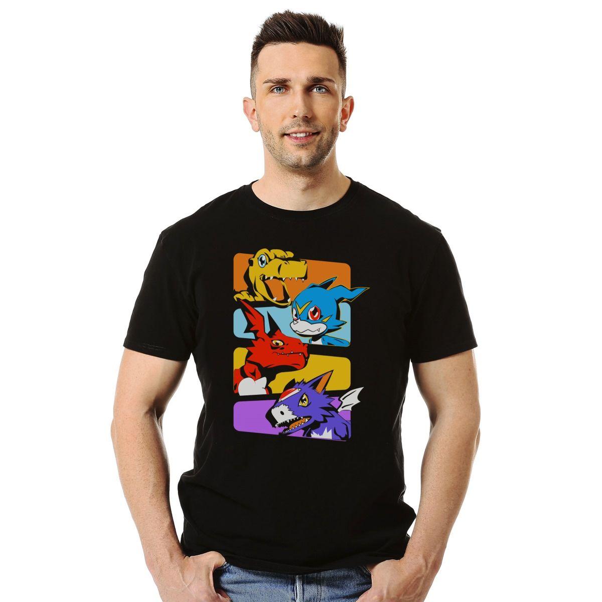 DIGIMON PERSONAJES COLORES CARAS POLERA MANGA CORTA HOMBRE-2