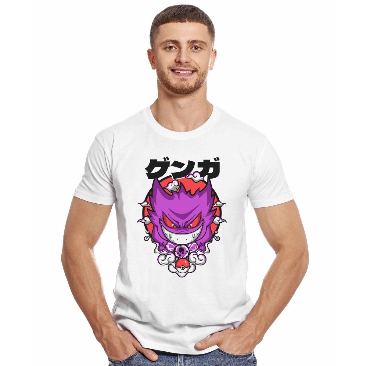 POKEMON GENGAR CARA LETRAS JAPONESAS POLERA MANGA CORTA HOMBRE-2