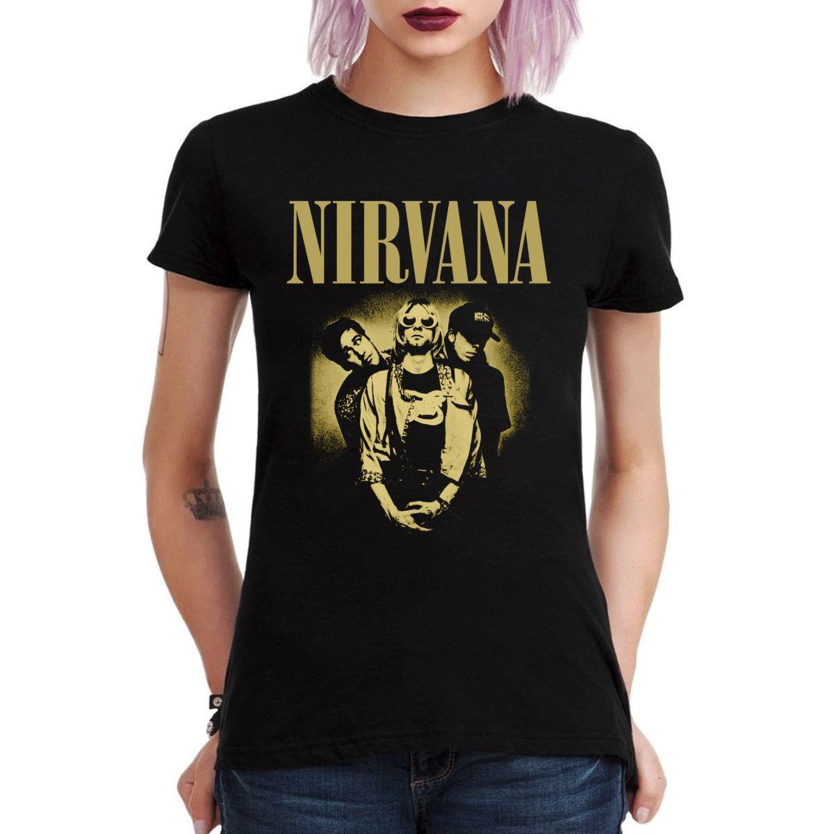 NIRVANA BAND PHOTO YELLOW POLERA MUJER-2