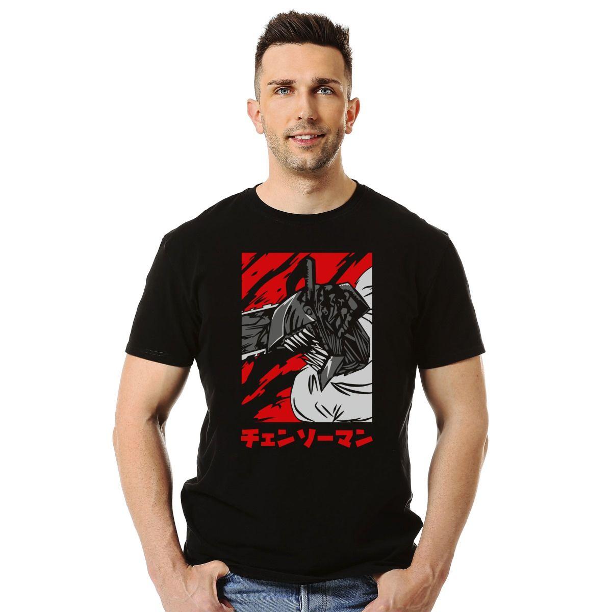 CHAINSAW MAN CARA Y SANGRE POLERA MANGA CORTA HOMBRE-2