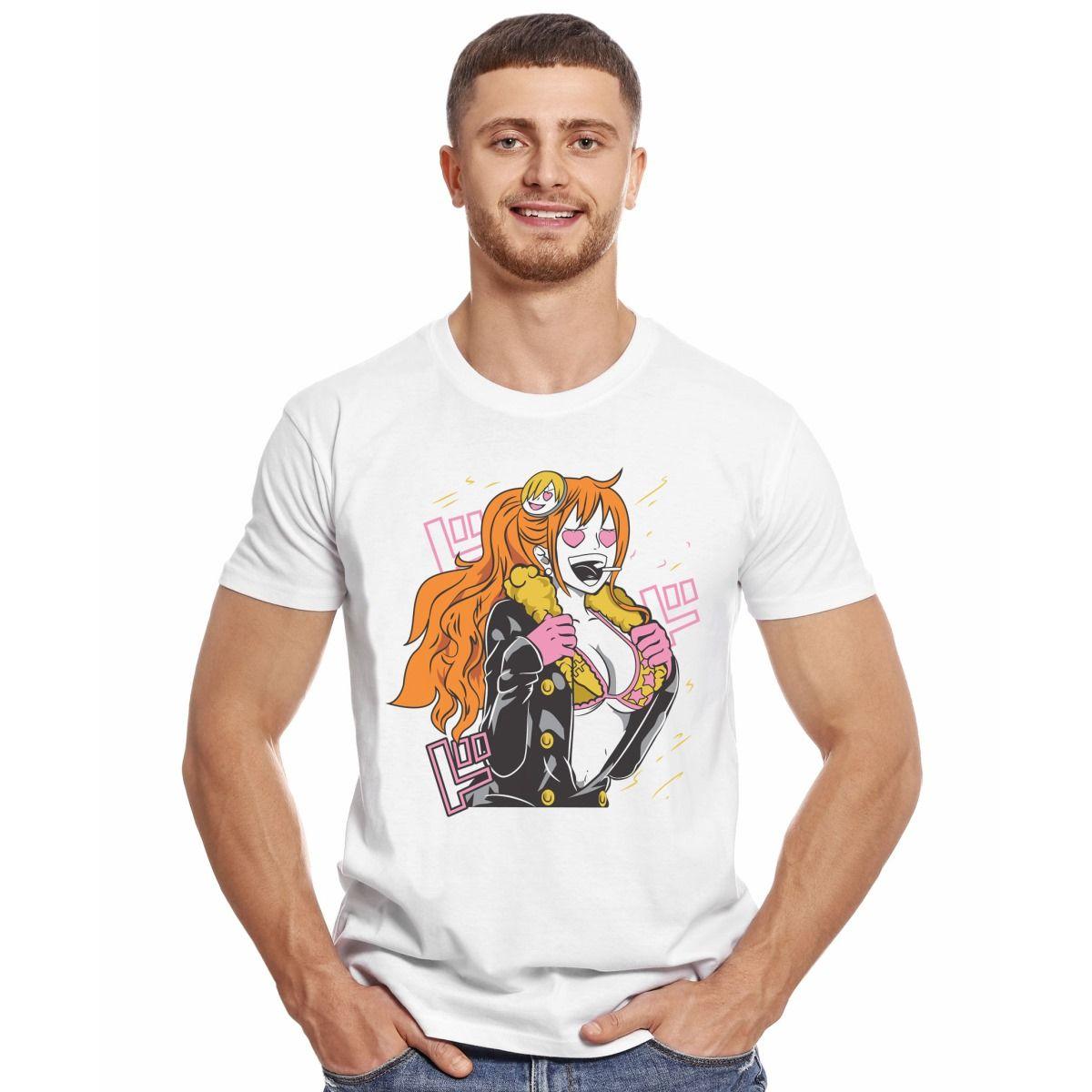 ONE PIECE NAMI CORAZONES POLERA MANGA CORTA HOMBRE-2