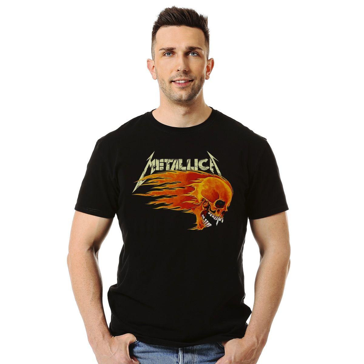 METALLICA FIRE SKULL POLERA MANGA CORTA HOMBRE-2