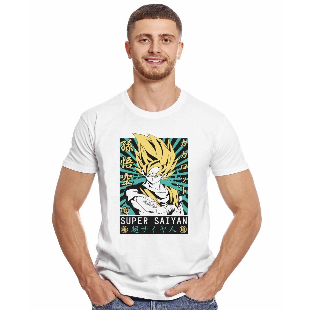 DRAGON BALL Z GOKU SUPER SAYAYIN LETRAS JAPONESAS POLERA MANGA CORTA HOMBRE-2