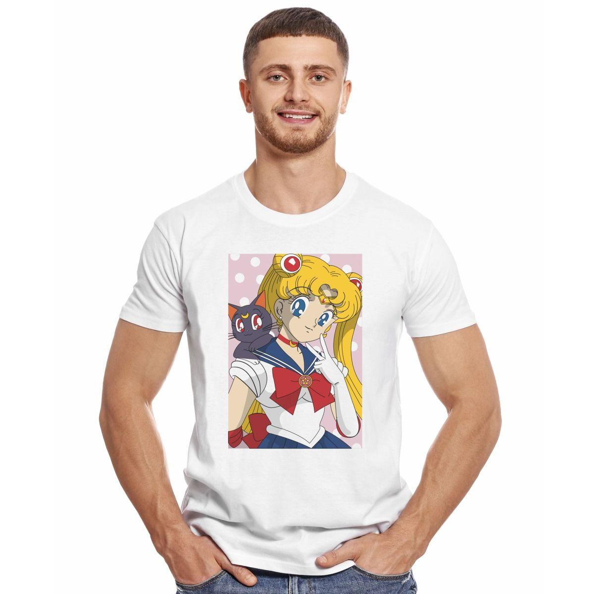 SAILOR MOON SERENA Y LUNA SALUDO POLERA MANGA CORTA HOMBRE-2
