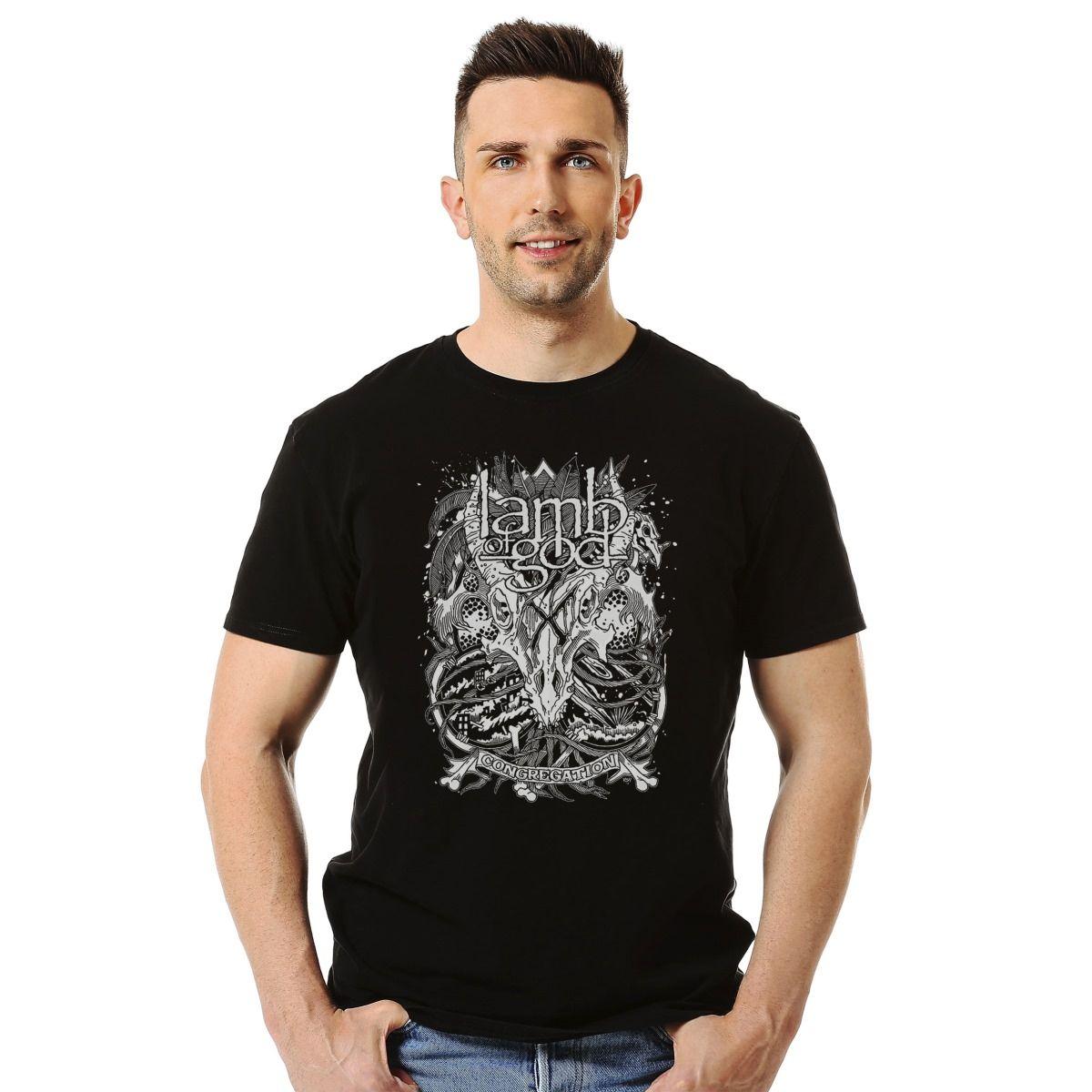 LAMB OF GOD CONGREGATION SKULL STENCIL POLERA MANGA CORTA HOMBRE-2