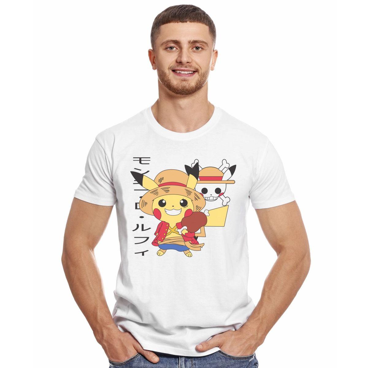 PIKACHU MULTIVERSE ONE PIECE MONKEY D LUFFY POLERA MANGA CORTA HOMBRE-2