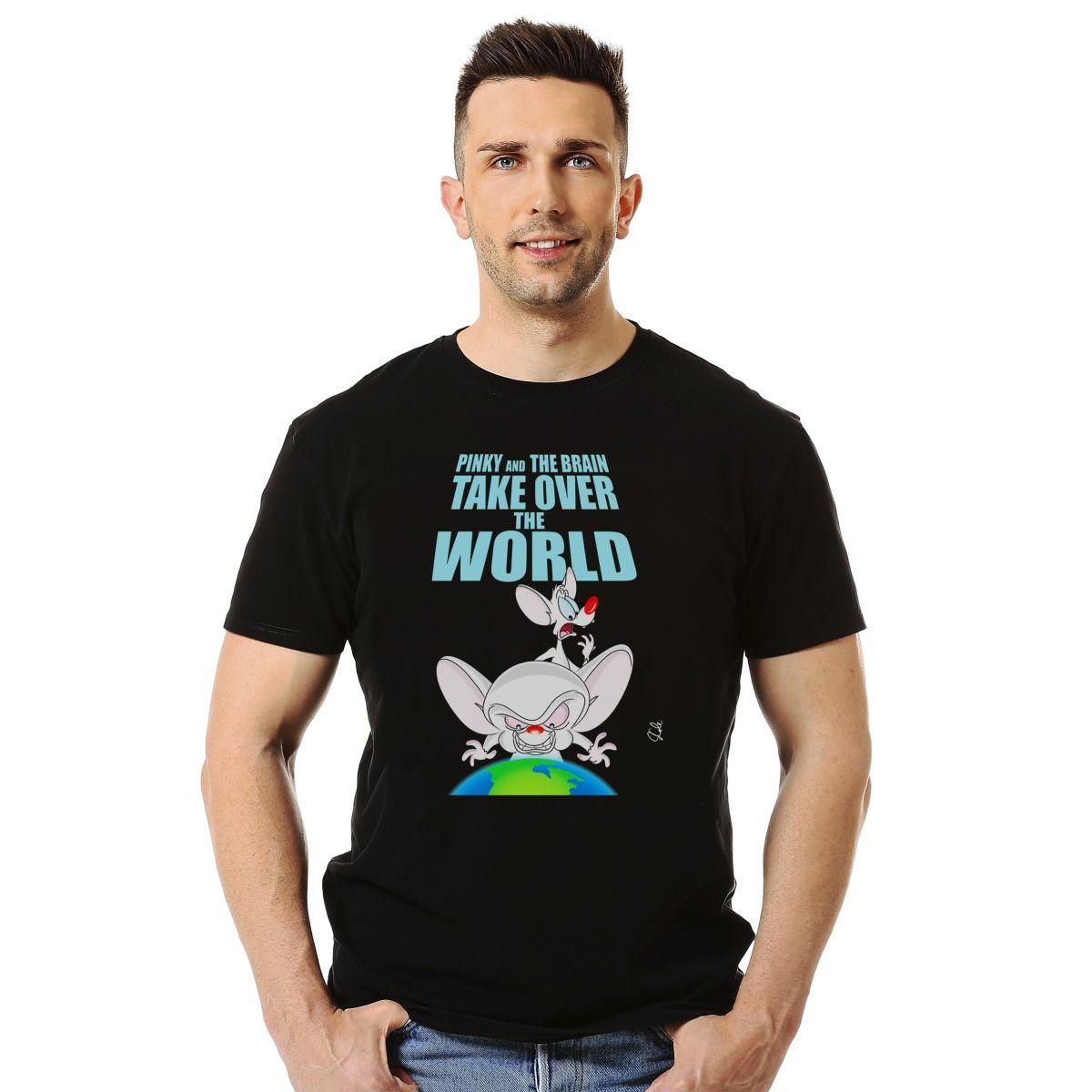 PINKY Y CEREBRO TAKE OVER THE WORLD POLERA MANGA CORTA HOMBRE-2