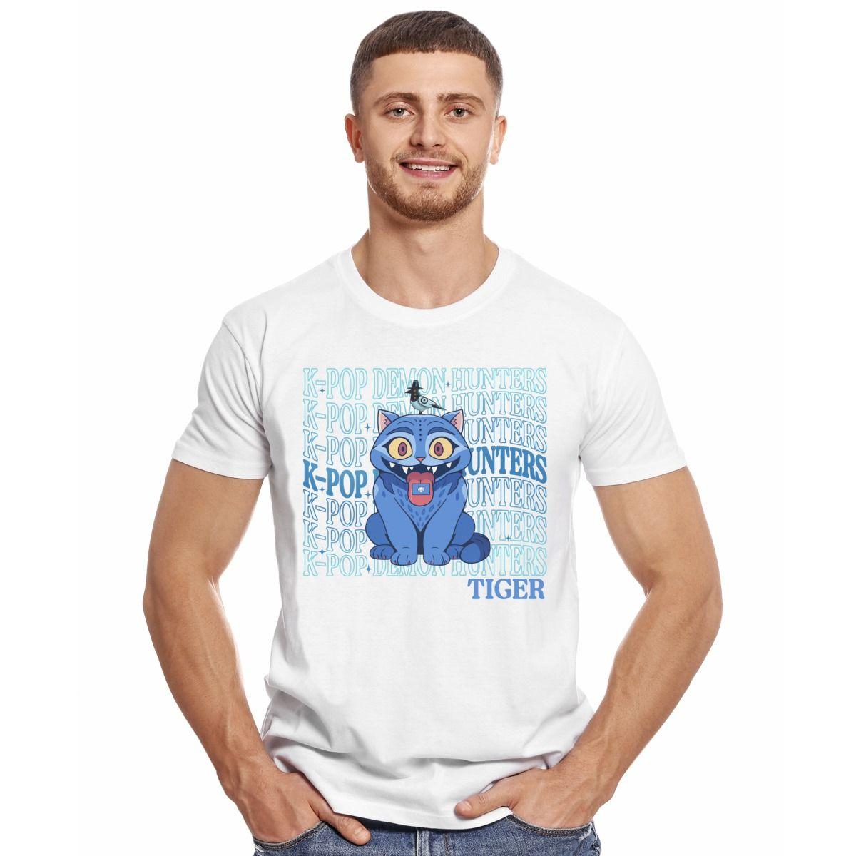 GUERRERAS K POP DEMON HUNTERS DERPY TIGER GATO LENGUA POLERA MANGA CORTA HOMBRE-2