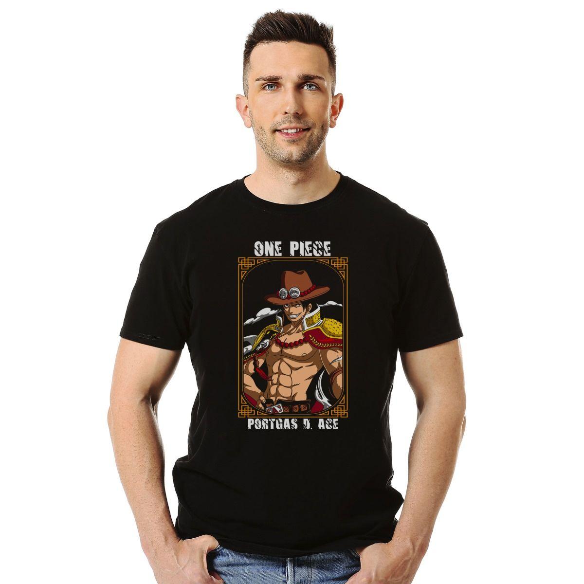 ONE PIECE PORTGAS D ACE POLERA MANGA CORTA HOMBRE-2
