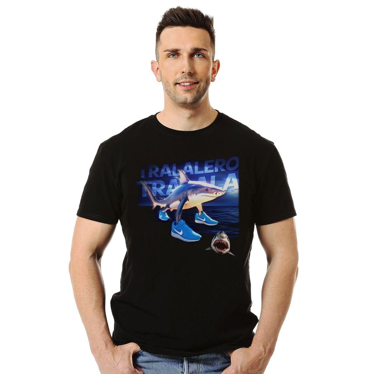 BRAINROT ITALIANO TRALALERO TRALALA PLAYA MEME POLERA MANGA CORTA HOMBRE-2