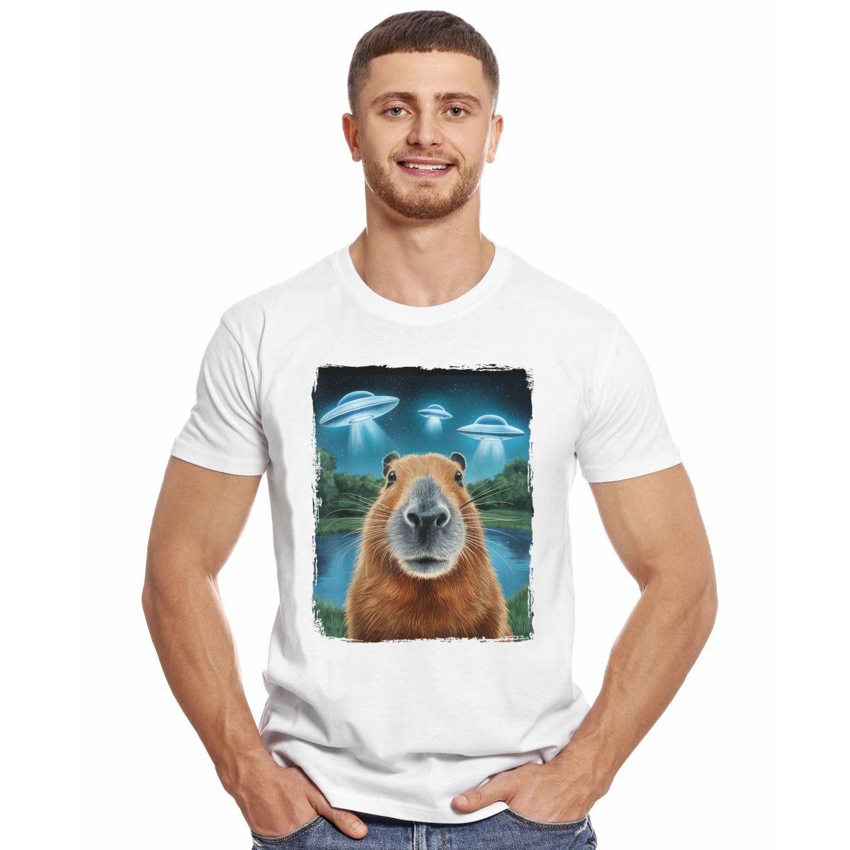 CAPIBARA ALIENS EXTRATERRESTRES PLATILLO VOLADOR CAPYBARA POLERA MANGA CORTA HOMBRE-2
