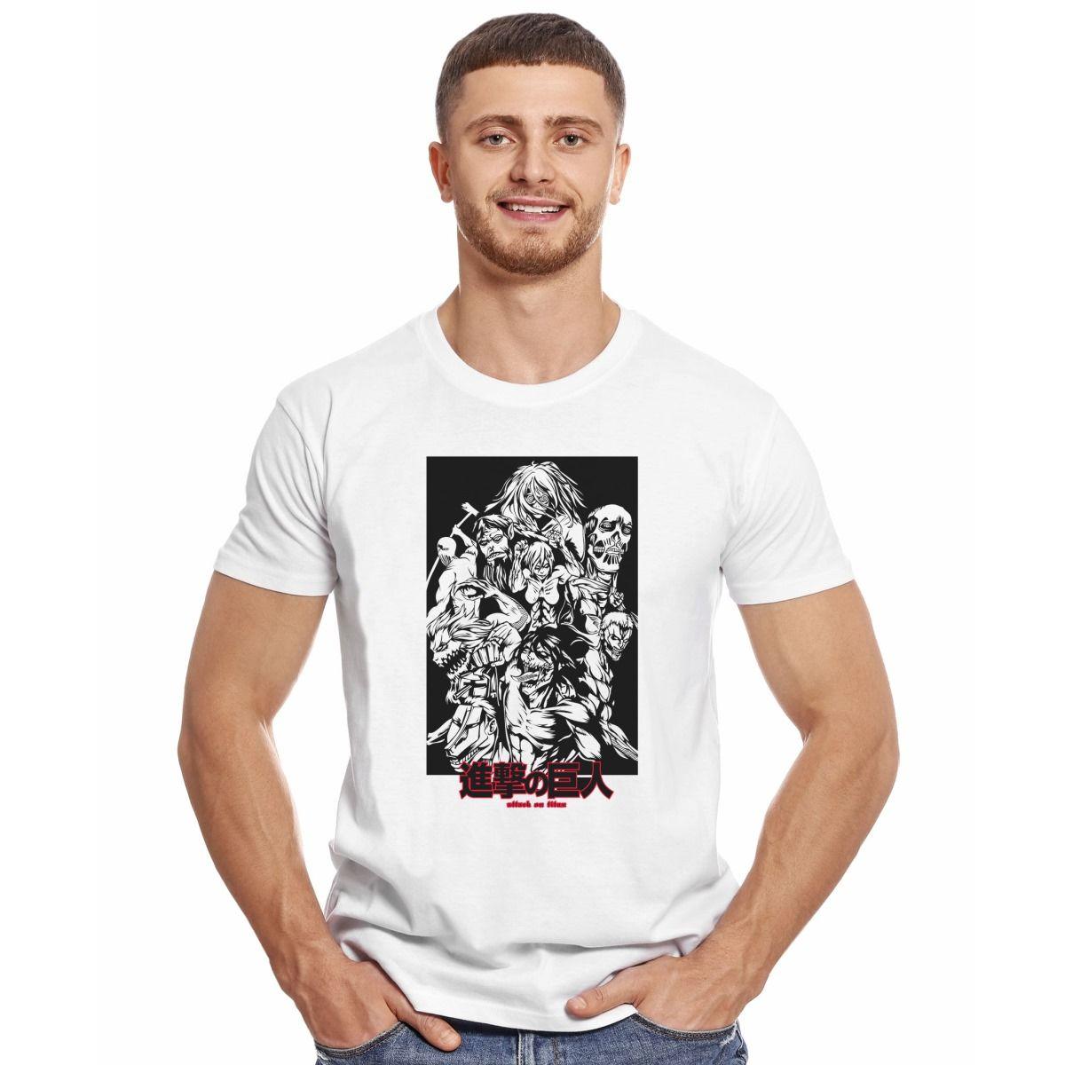 ATTACK ON TITAN PERSONAJES STENCIL POLERA MANGA CORTA HOMBRE-2