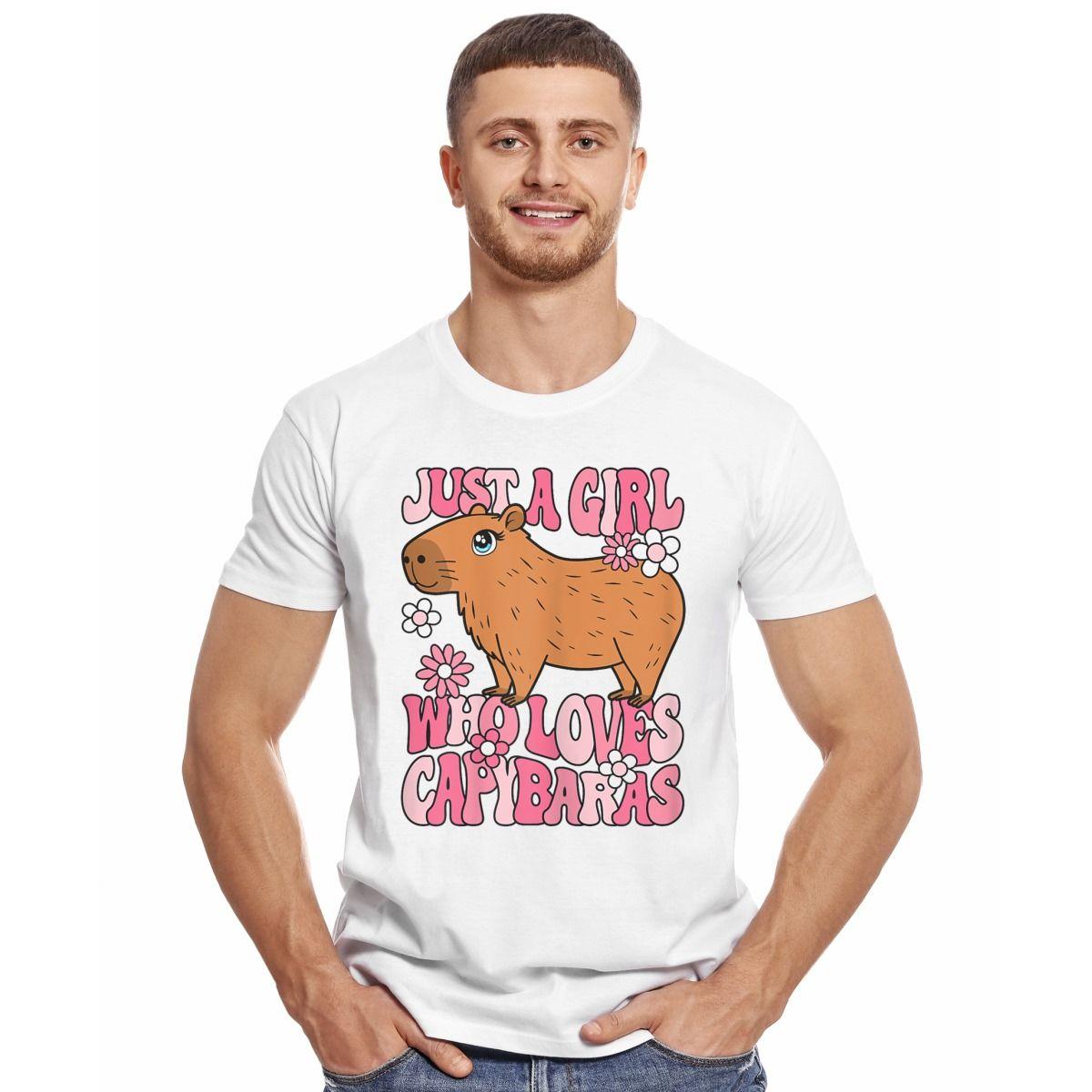 CAPIBARA FLORES NIÑA JUST A GIRL WHO LOVES CAPYBARAS POLERA MANGA CORTA HOMBRE-2