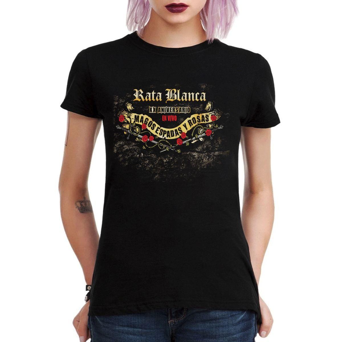 RATA BLANCA MAGOS ESPADAS Y ROSAS XX ANIVERSARIO POLERA MUJER-2