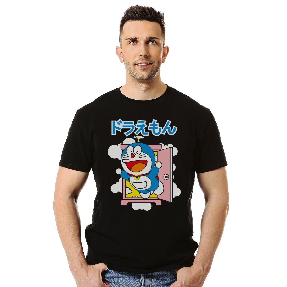 DORAEMON GATO COSMICO NUBES HELICOPTERO POLERA MANGA CORTA HOMBRE-2