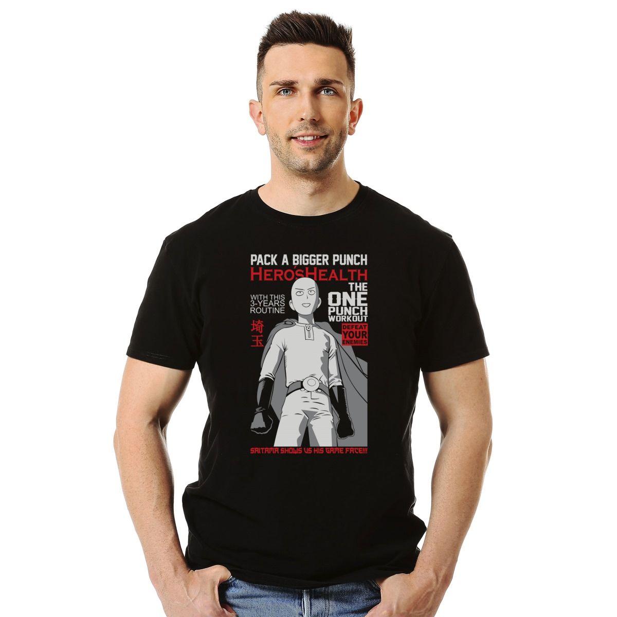 ONE PUCH MAN SAITAMA ONE PUNCH WORKOUT POLERA MANGA CORTA HOMBRE-2