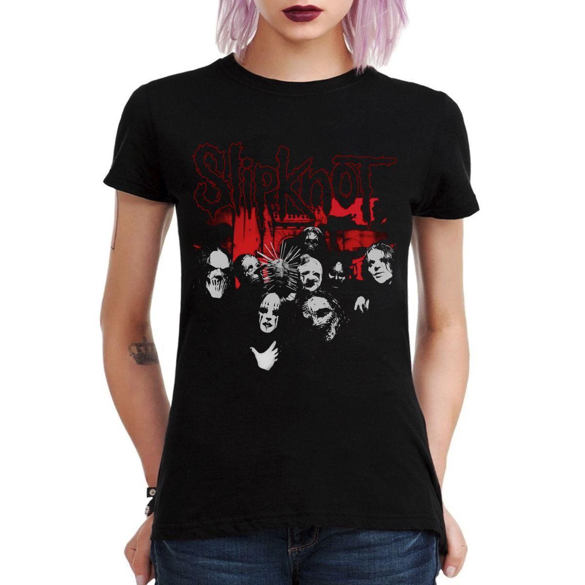 SLIPKNOT BAND PHOTO POLERA MUJER-2
