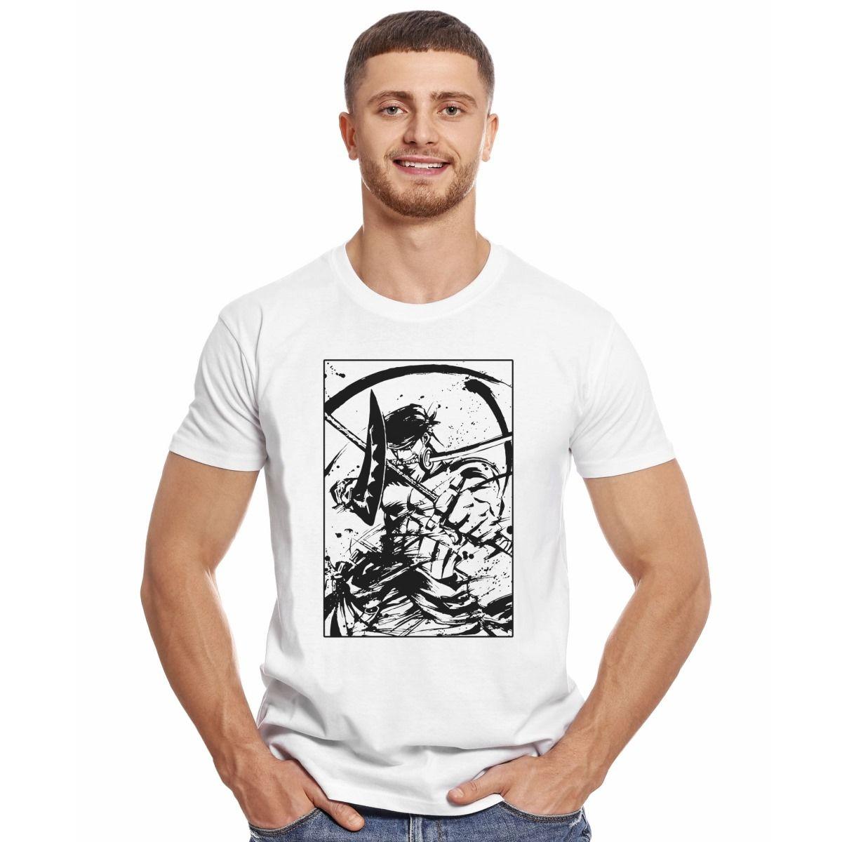 ONE PIECE ZORO STENCIL POLERA MANGA CORTA HOMBRE-2