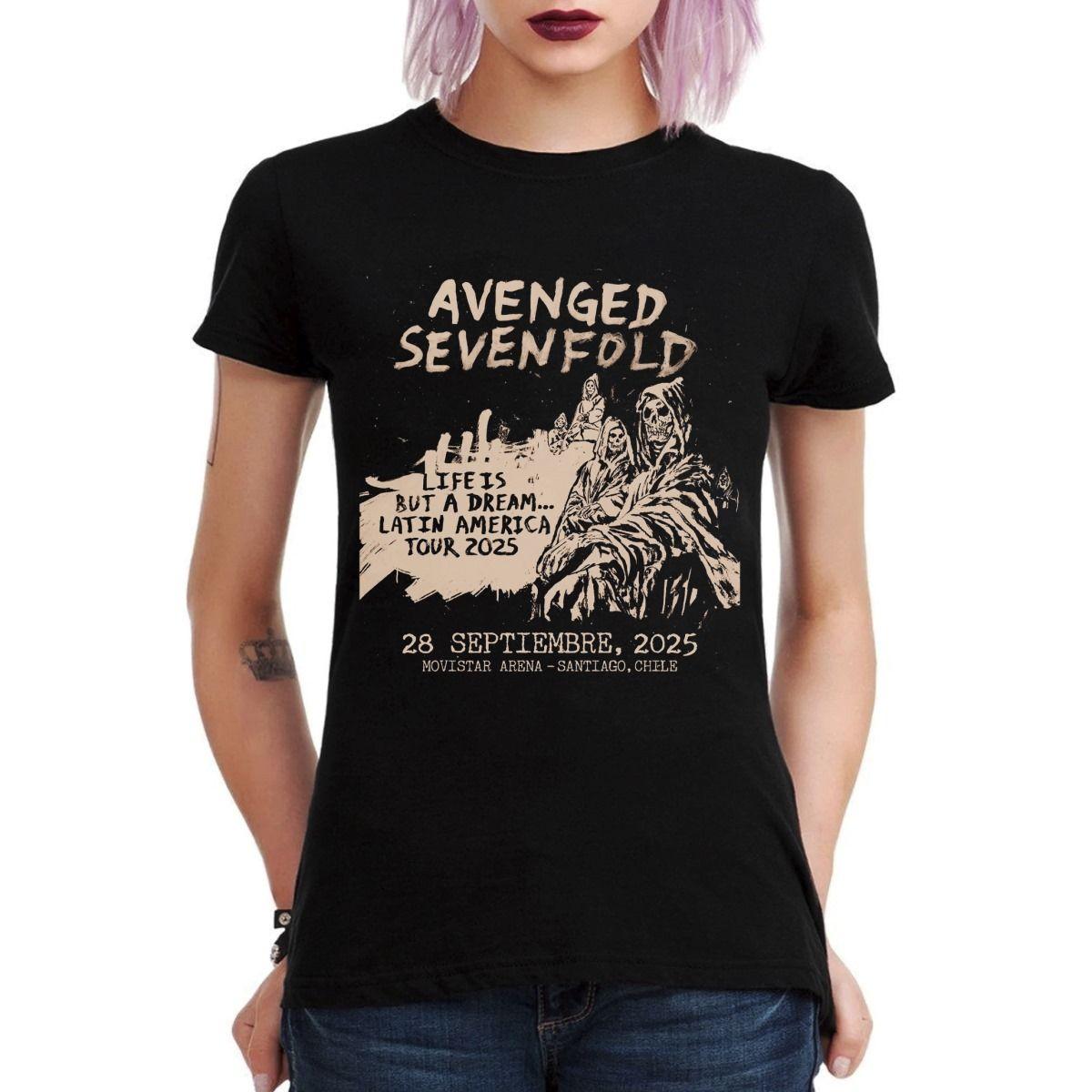 AVENGED SEVENFOLD TOUR 2025 EN CHILE POLERA MUJER-2