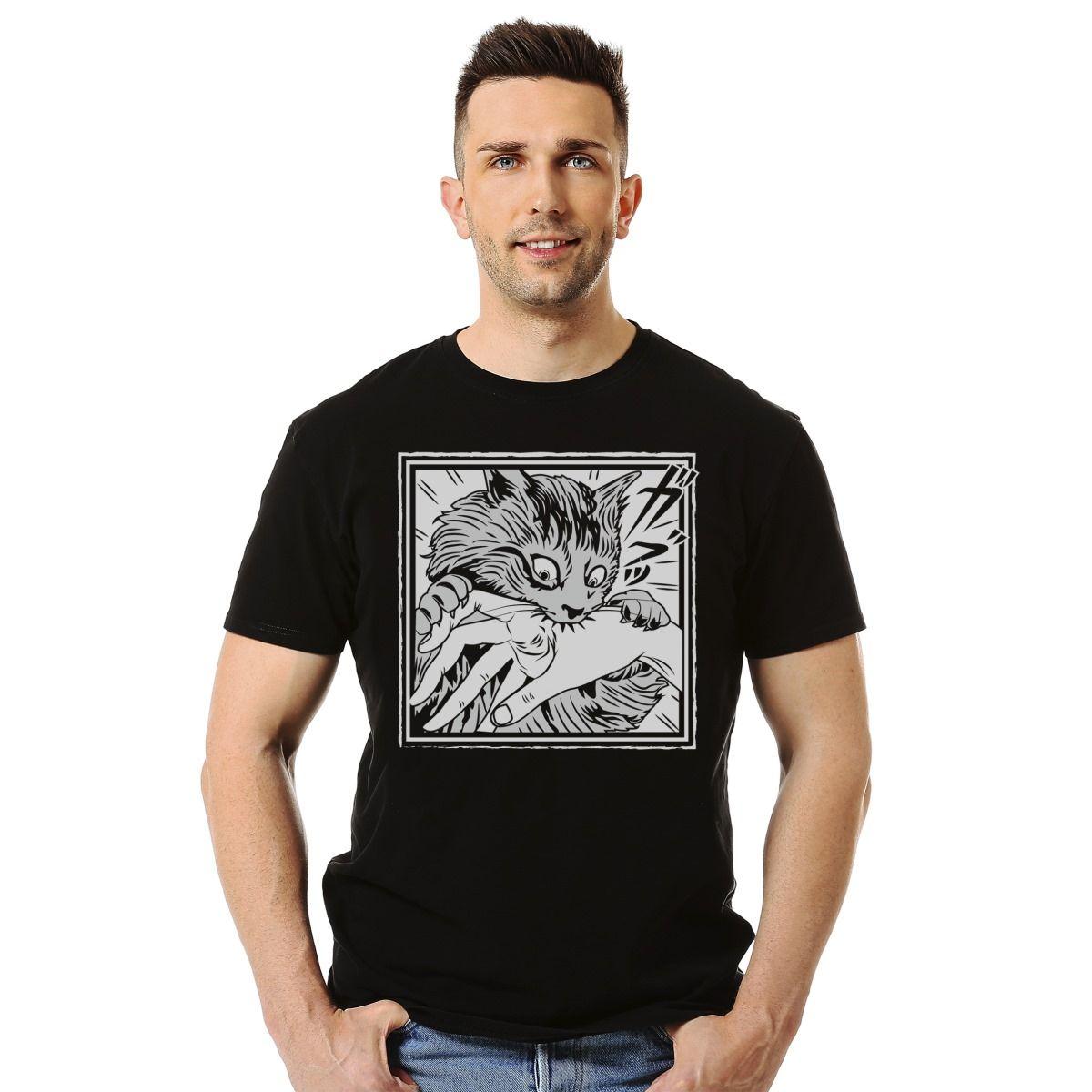 JUNJI ITO GATO MORDIENDO MANO POLERA MANGA CORTA HOMBRE-2