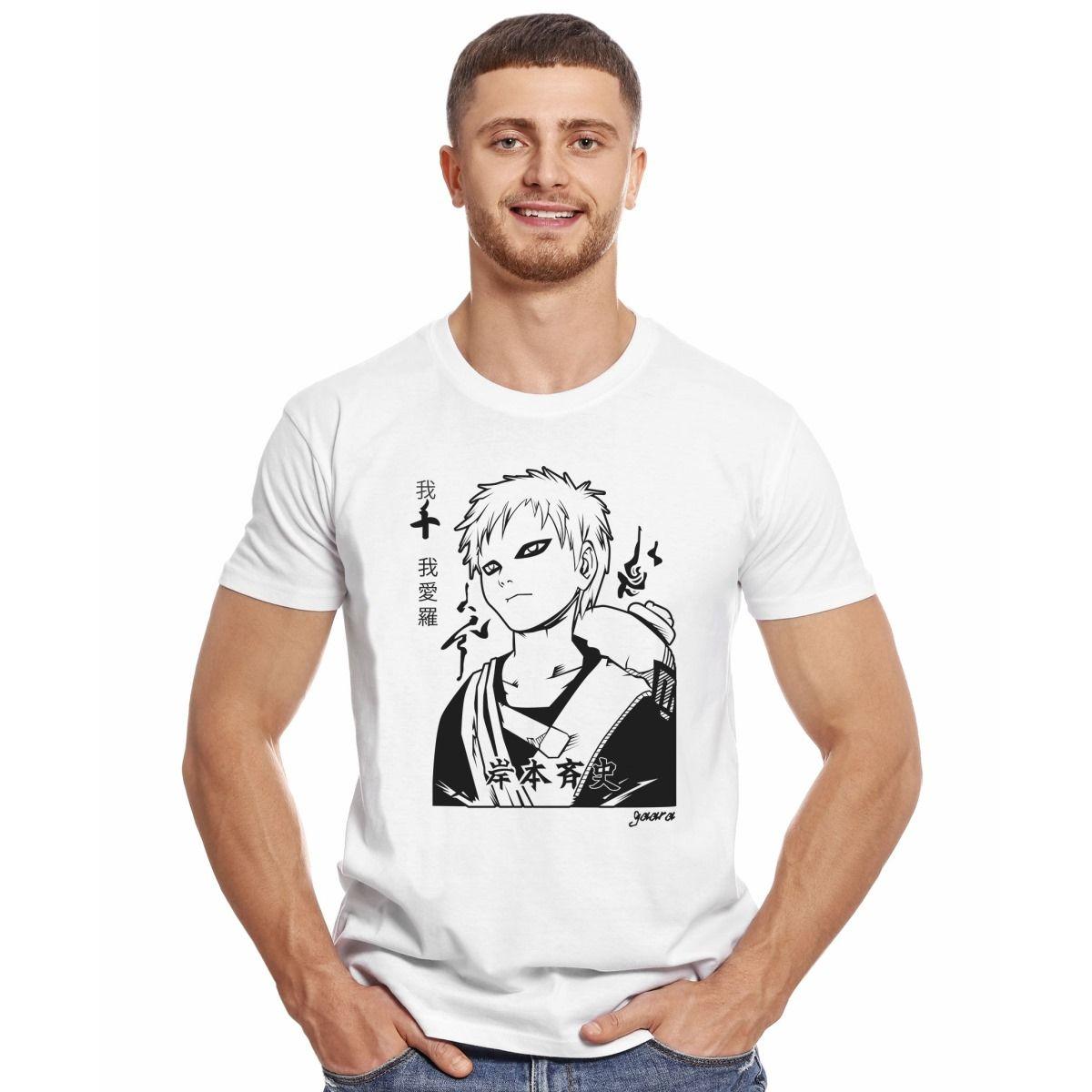 NARUTO GAARA SHIPPUDEN CARA STENCIL GARA POLERA MANGA CORTA HOMBRE-2