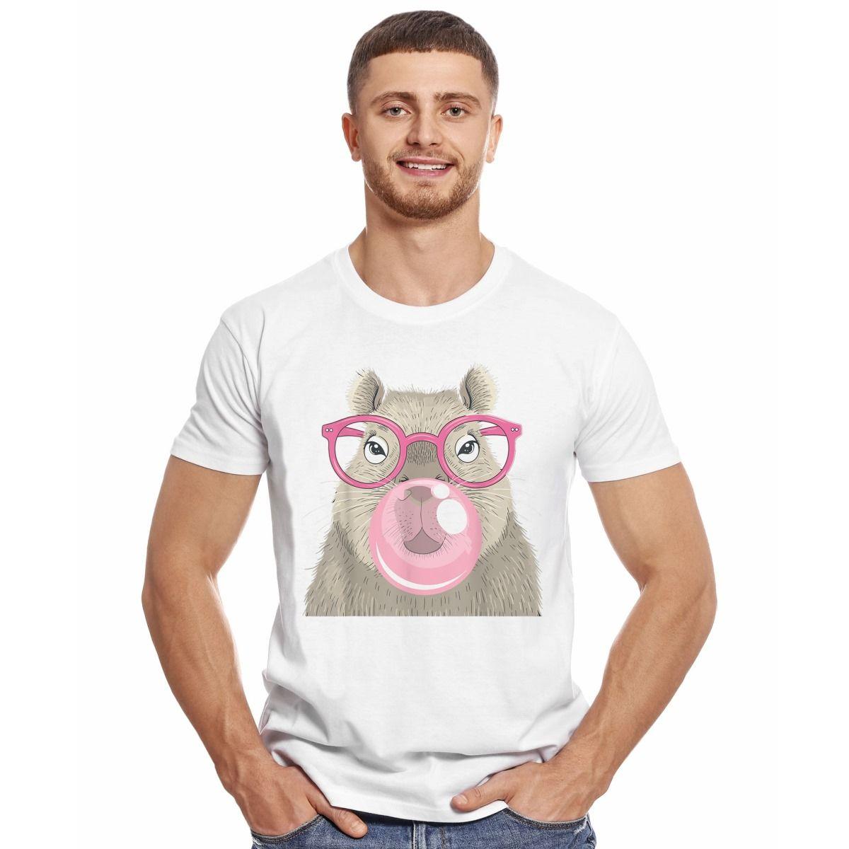 CAPIBARA CON LENTES CHICLE CAPYBARA POLERA MANGA CORTA HOMBRE-2