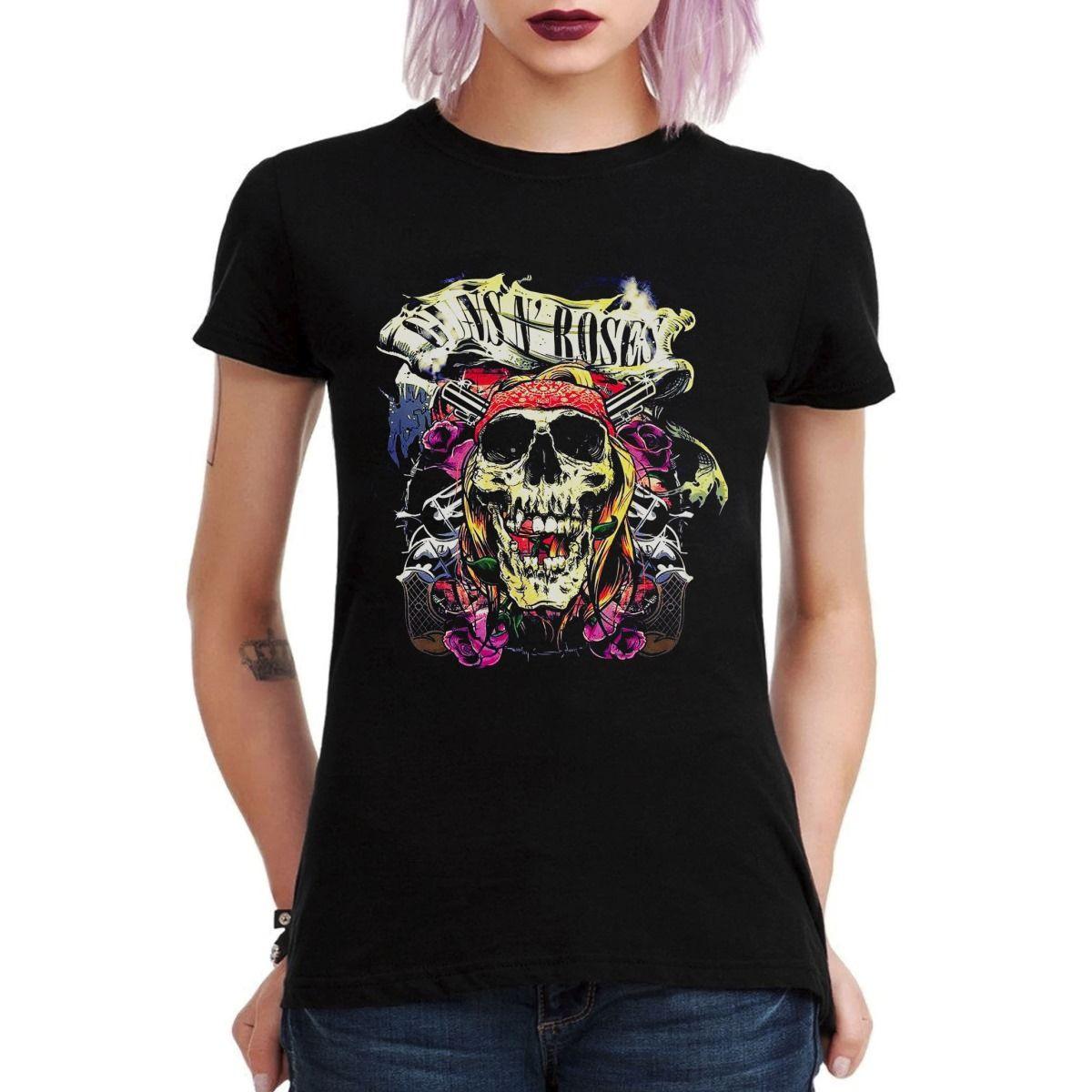 GUNS N ROSES SKULL AXL ROSE POLERA MUJER-2