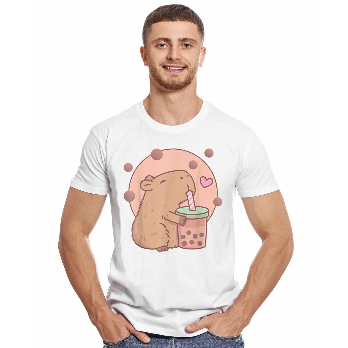 CAPIBARA BEBDIA SODA CORAZON CAPYBARA POLERA MANGA CORTA HOMBRE-2