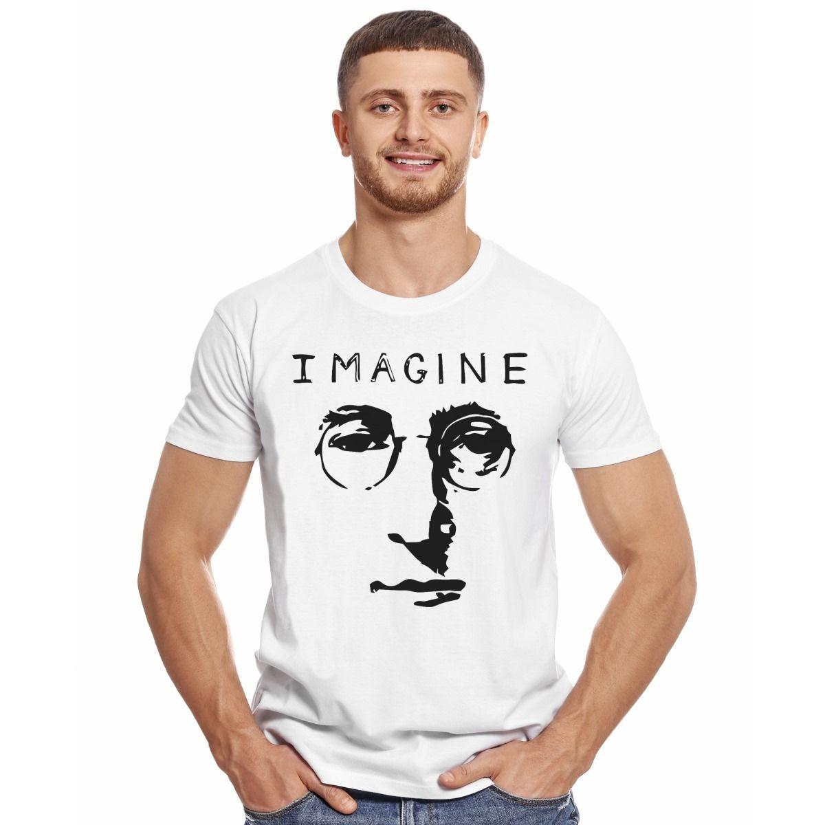 JOHN LENNON IMAGINE STENCIL POLERA MANGA CORTA HOMBRE-2