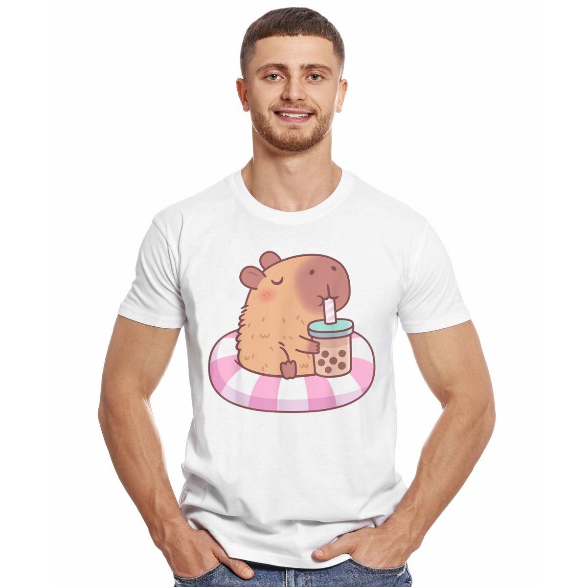 CAPIBARA TE CON BURBUJAS FLOTADOR CAPYBARA POLERA MANGA CORTA HOMBRE-2
