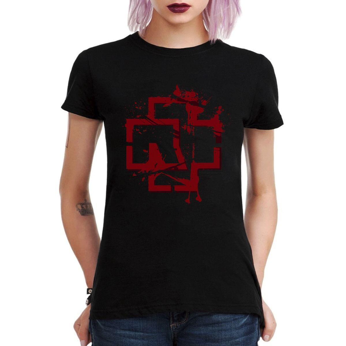 RAMMSTEIN LOGO ROJO POLERA MUJER-2