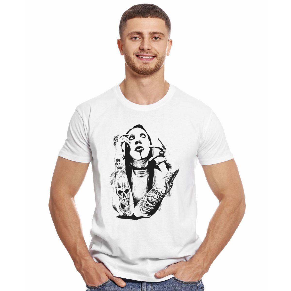 MARILYN MANSON FACE TATOOS POLERA MANGA CORTA HOMBRE-2