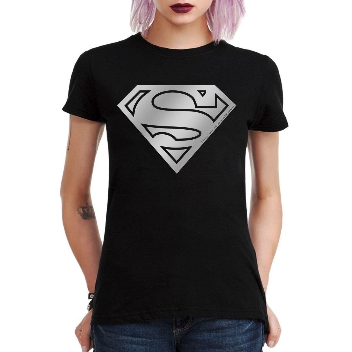 SUPERMAN LOGO GRIS POLERA MUJER-2
