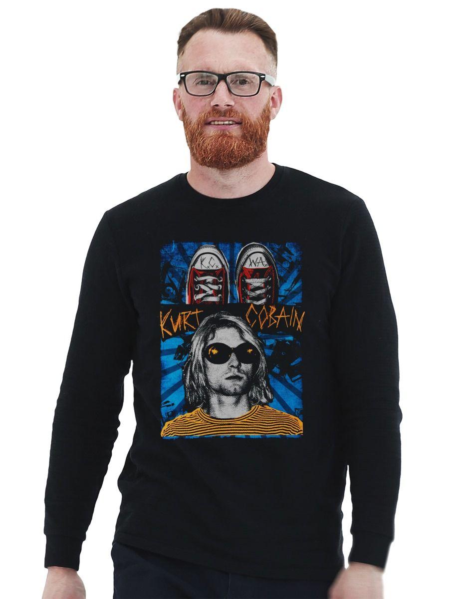 NIRVANA KURT COBAIN SNEAKERS POLERA MANGA LARGA-0