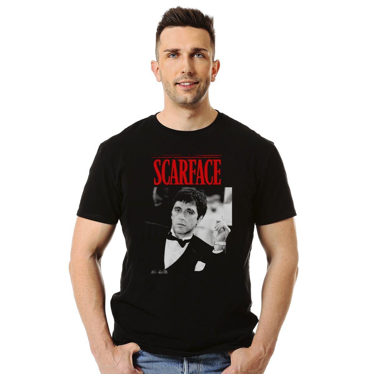 SCARFACE TONY MONTANA SMOKING POLERA MANGA CORTA HOMBRE-2