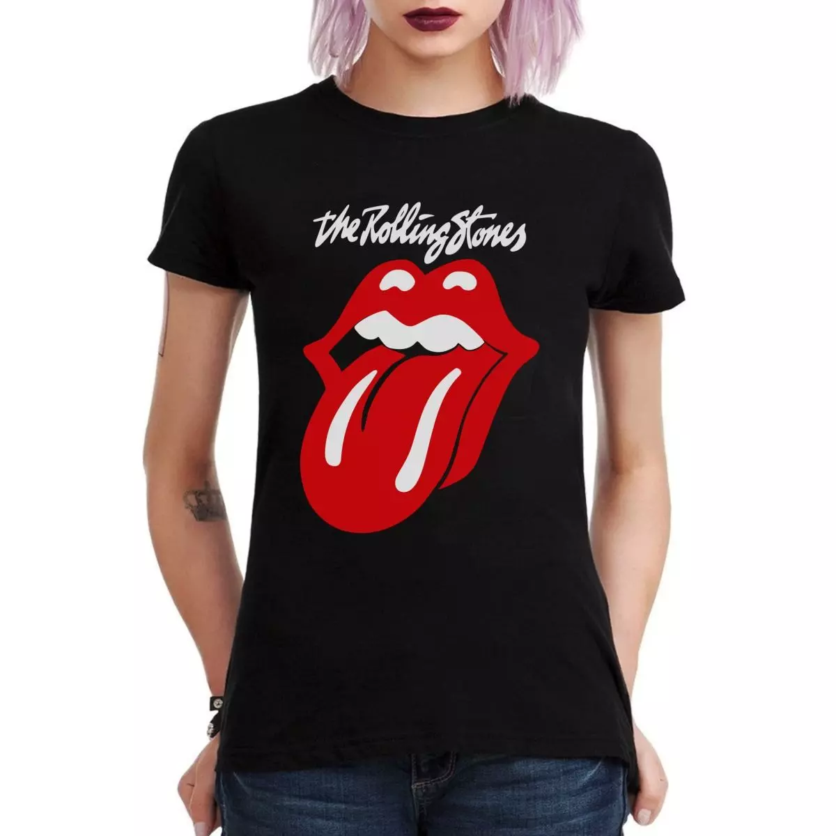 THE ROLLING STONES TONGUE AND LOGO POLERA MUJER-2