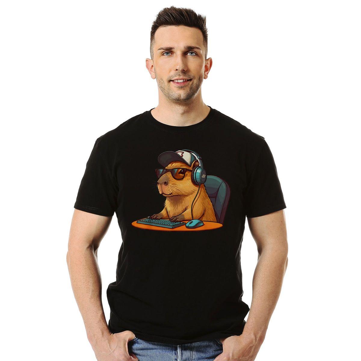 CAPIBARA GAMER VIDEO JUEGO COMPUTADOR POLERA MANGA CORTA HOMBRE-2