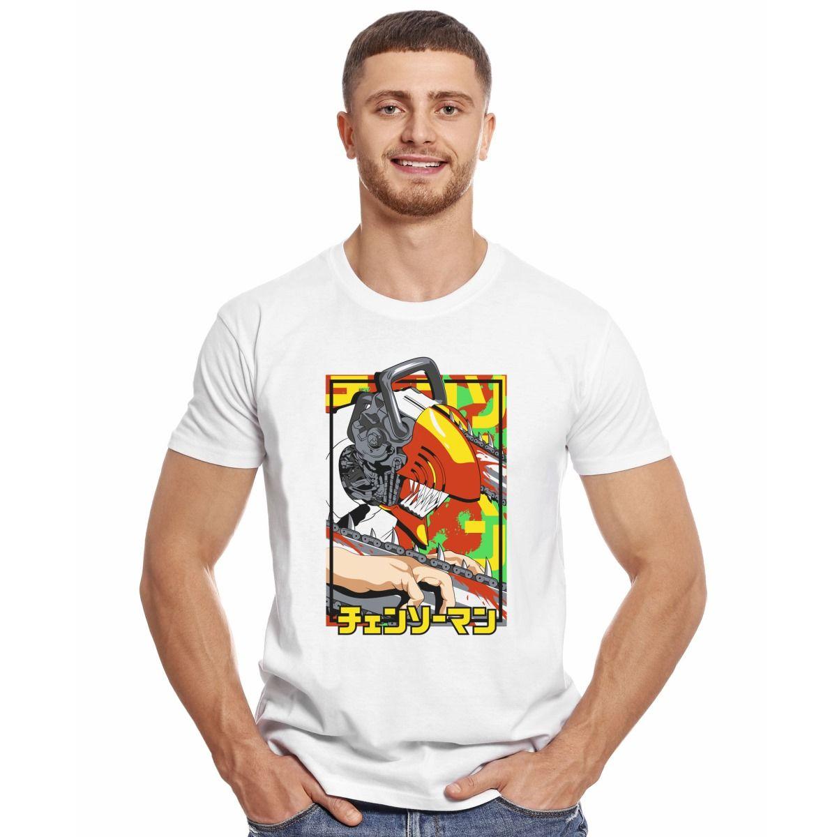 CHAINSAW MAN DENJI COLORES POLERA MANGA CORTA HOMBRE-2