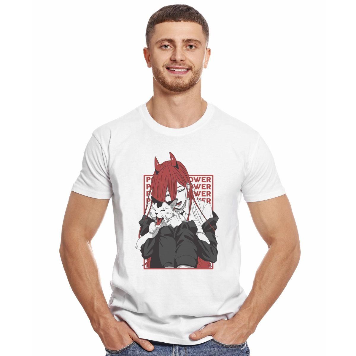 CHAINSAW MAN MAKIMA NYAKO POWER POLERA MANGA CORTA HOMBRE-2