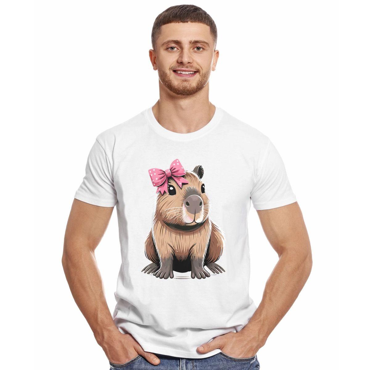 CAPIBARA NIÑA CON CINTA ROSA CAPYBARA POLERA MANGA CORTA HOMBRE-2