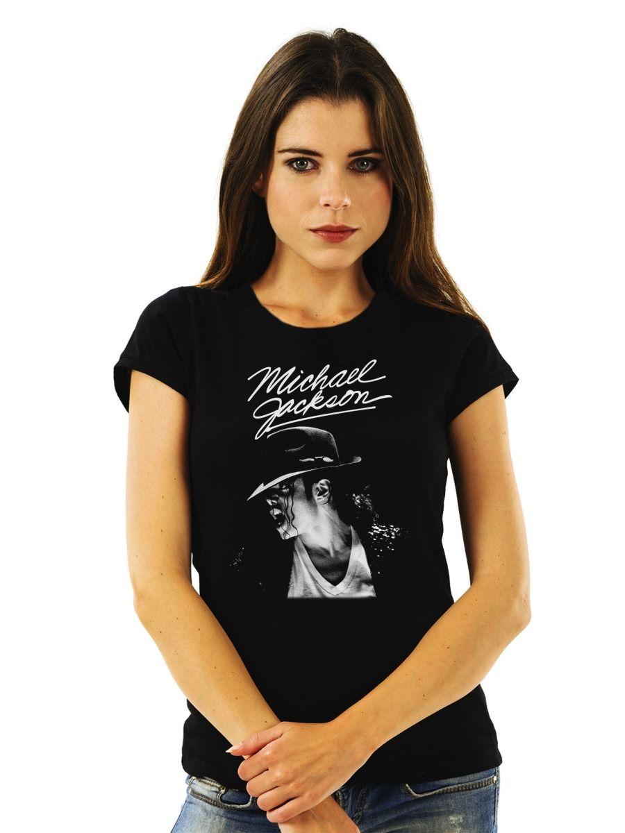 MICHAEL JACKSON FACE GREYSCALE POLERA MUJER-0