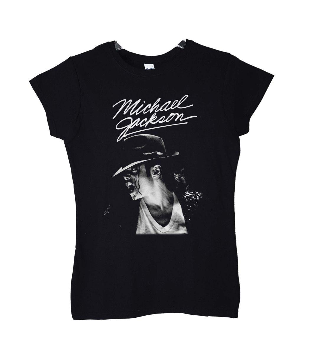 MICHAEL JACKSON FACE GREYSCALE POLERA MUJER-1