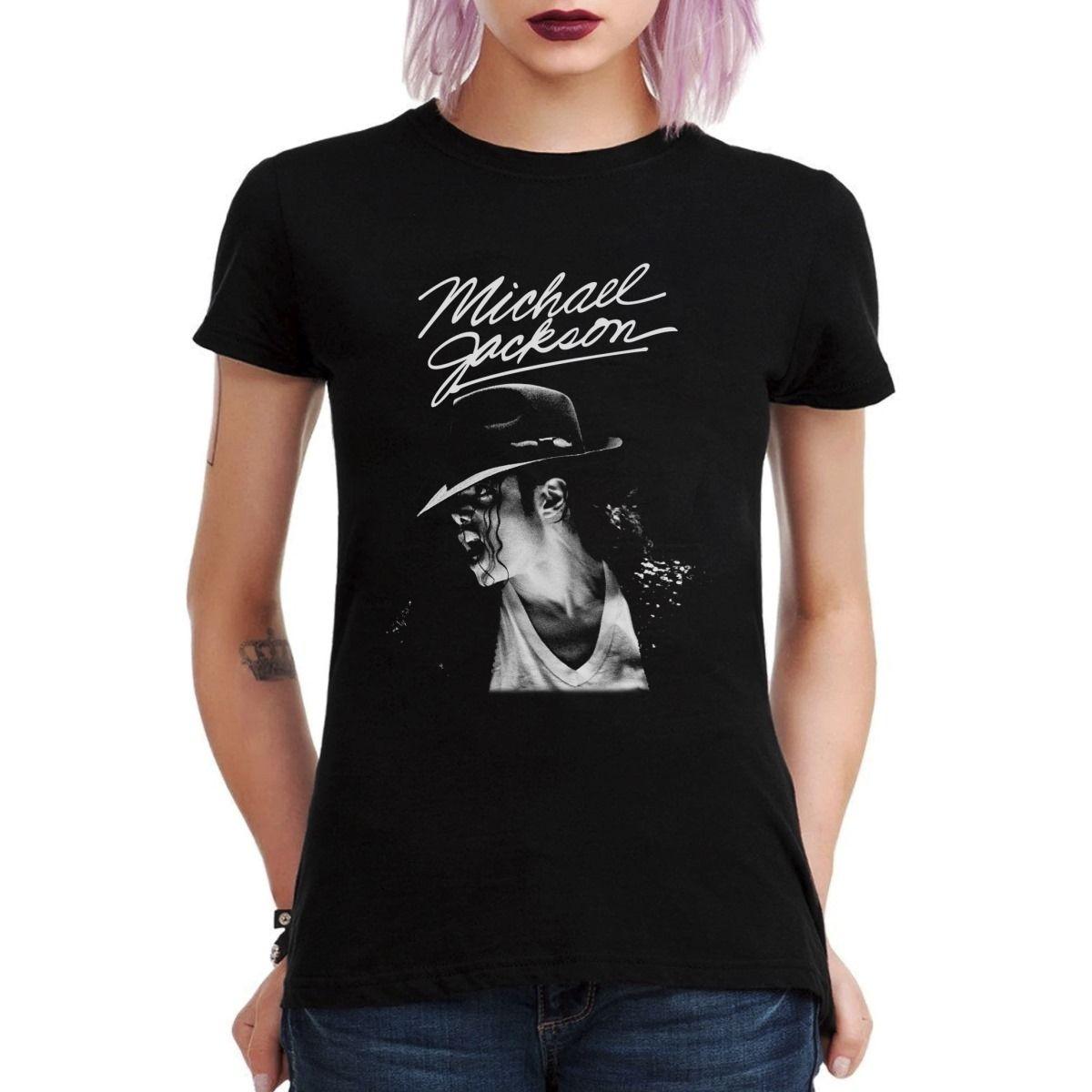 MICHAEL JACKSON FACE GREYSCALE POLERA MUJER-2